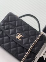 高仿網站chanel香奈兒新款黑色金扣手提雙肩包