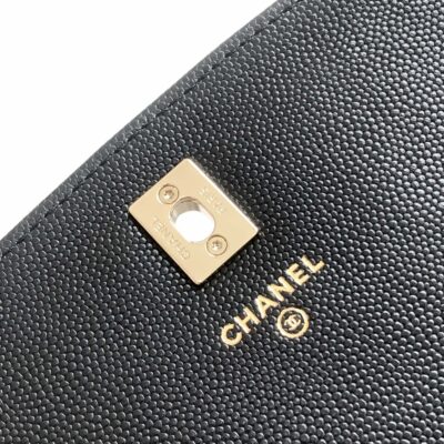 高仿網站chanel香奈兒新款黑色金扣手提雙肩包