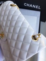 頂級chanel香奈兒 Classic Flap Bag小羊皮白色口蓋包