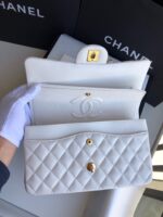 頂級chanel香奈兒 Classic Flap Bag小羊皮白色口蓋包