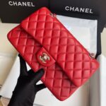 頂級chanel香奈兒 Classic Flap Bag小羊皮大紅口蓋包