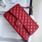頂級chanel香奈兒 Classic Flap Bag小羊皮大紅口蓋包