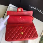 頂級chanel香奈兒 Classic Flap Bag小羊皮大紅金扣口蓋包