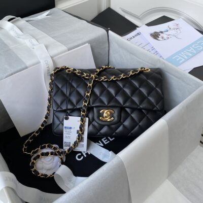 原單chanel香奈兒 Classic Flap Bag魚子醬皮紋金扣口蓋包A01113