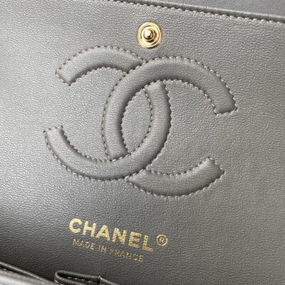 原單chanel香奈兒Classic Flap Bag 灰色金扣斜挎包A01112