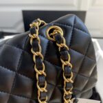 頂級chanel香奈兒Classic Flap Bag 黑色金扣斜挎包A01112