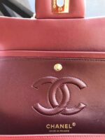 高仿chanel香奈兒Classic Flap Bag 棗紅色金扣斜挎包A01112