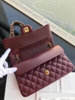 高仿chanel香奈兒Classic Flap Bag 棗紅色金扣斜挎包A01112