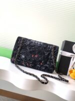 高仿精品chanel香奈兒新款CF毛呢帆布斜挎包AS1112