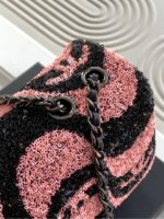 高仿網站chanel香奈兒新款限量款CF亮片粉色波浪單肩包AS2407