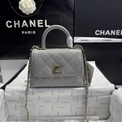 頂級Chanel香奈兒新款mini coco handle nano魚子醬皮紋手提挎包