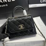 高品質Chanel香奈兒黑色mini coco handle nano魚子醬皮紋手提挎包