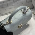頂級Chanel香奈兒淺藍色mini coco handle nano魚子醬皮紋女士手提袋單肩包