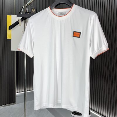 高仿衣服Hermes愛馬仕經典純色白色圓領短袖T恤
