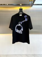 A貨Hermes愛馬仕H春夏新款男士黑色短袖T恤