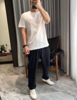 原單Hermes愛馬仕新款男士圓領白色短袖T恤