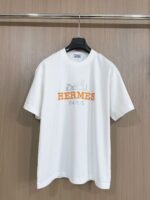 原單Hermes愛馬仕新款壓膠工藝白色短袖T恤