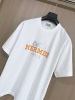 原單Hermes愛馬仕新款壓膠工藝白色短袖T恤