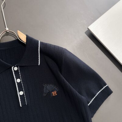 頂級Hermes愛馬仕新款黑色翻領POLO衫