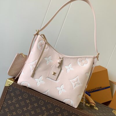 頂級原單高仿LV路易威登M46277杏色CarryAll手提包