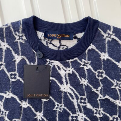 高仿男裝LV路易威登新款老花提花針織短袖