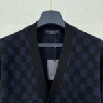 高仿男裝LV路易威登新款棋盘格羊毛混纺针织开衫