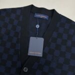 高仿男裝LV路易威登新款棋盘格羊毛混纺针织开衫