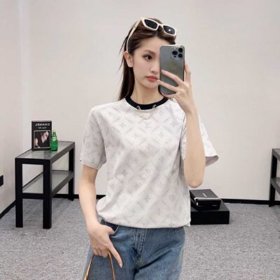 頂級LV女新款圓領印花鏈條短袖