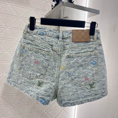 頂級LV2025新品女款提花時髦牛仔短褲