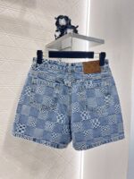 A貨LV2025新品女款提花格紋牛仔短褲