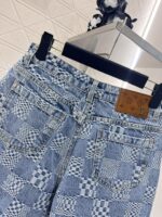 A貨LV2025新品女款提花格紋牛仔短褲