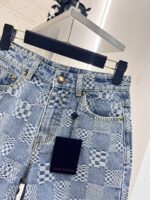 A貨LV2025新品女款提花格紋牛仔短褲