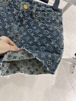 高仿LV新品女款提花藍色時髦牛仔短褲