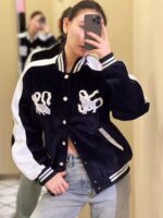 一比一LV25早春新款女雙狗珍珠天鵝絨夾克外套