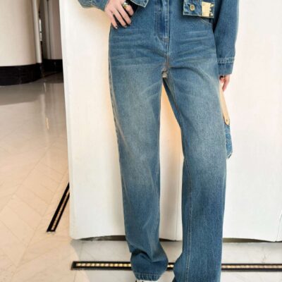 原單LV新品2025新款超女士時髦新款丹寧牛仔長褲