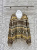 原單LV新品2025新款女士提花馬海毛針織上衣