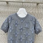 高品質LV早春新品四葉草提花針織羊毛短袖上衣