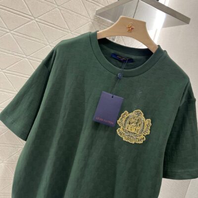 原單LV新品2025新品提花格紋刺繡字母T恤