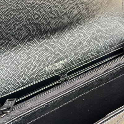 原單YSL聖羅蘭黑色長款皮夾魚子醬MATELASSE翻蓋粒面壓印皮革錢包372264