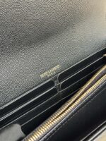 復刻YSL聖羅蘭黑色長款皮夾魚子醬金扣MATELASSE翻蓋粒面壓印皮革錢包372264