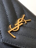 復刻YSL聖羅蘭NEW SAINT LAUR ENT黑色金扣翻蓋卡包612808