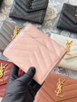 高仿錢包YSL聖羅蘭SAINT LAURENT粉色三折短夾403943