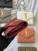 原單YSL聖羅蘭SAINT LAURENT棗紅色三折短夾403943