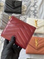原單YSL聖羅蘭SAINT LAURENT棗紅色三折短夾403943