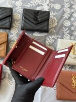 原單YSL聖羅蘭SAINT LAURENT棗紅色三折短夾403943