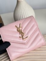 原單YSL聖羅蘭SAINT LAURENT淺粉色三折短夾403943