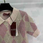 高仿服飾GUCCI古馳早春新款女款全身菱格提花圖案滿印短袖