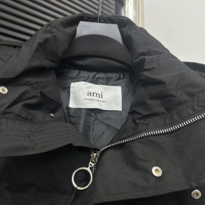 復刻AMI Pairs愛心logo麵包短款純色連帽寬鬆羽絨服男女同款