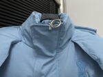 頂級AMI Pairs愛心logo麵包短款純色連帽寬鬆藍色羽絨服男女