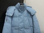 頂級AMI Pairs愛心logo麵包短款純色連帽寬鬆藍色羽絨服男女